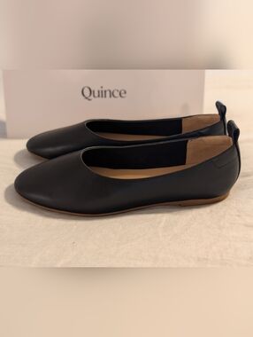 Quince NIB Women's Black Italian Leather Glove Ballet Flats Size 8